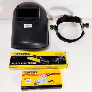 3 Ps. Careta de soldar, pinza masa y portaelectrodos - imagen 1