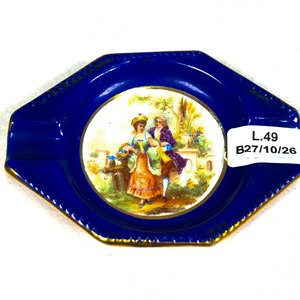 Cenicero de Porcelana Azul Esmaltada Alemana Bavaria Schumann Arzberg con Escena Romántica - imagen 2