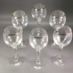 Seis Copas Altas de Cristal con Borde Dorado - imagen 5