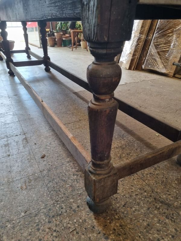 Mesa de trabajo antigua con patas torneadas en pinotea - imagen 5