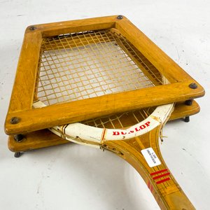 Raqueta de Tenis Dunlop Antigua con Prensa de Madera - imagen 3