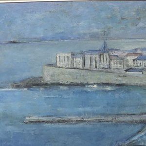 Óleo "Puerto Mediterráneo" de Alejandro Lanoël - imagen 3