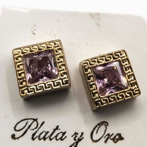 Lote siguiente: Par de Tornillos de Plata con Oro y Cristales Rosa
