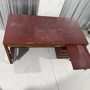 Escritorio de Madera Rojo con 3 Cajones y Extensión Lateral - imagen 14