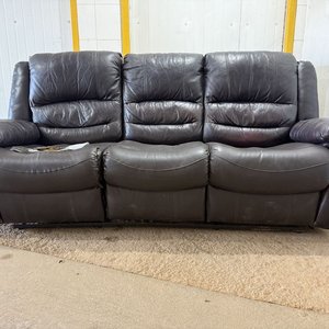 Sofá Reclinable de 3 Plazas en Cuero Sintético Marrón con Desgaste - imagen 4