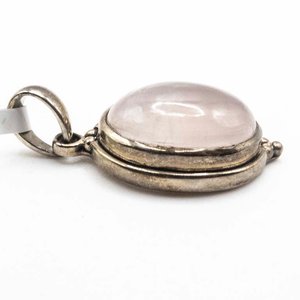 Dije Ovalado de Plata con Cuarzo Rosa - imagen 2