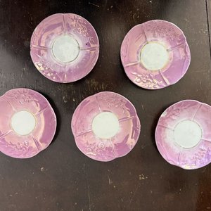 Juego de Tazas y Platillos de Porcelana Nacarada Alemana - imagen 6