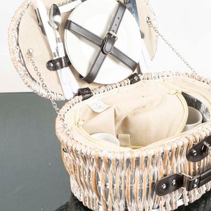 Canasta de Picnic de Mimbre Blanca a Estrenar con Accesorios - imagen 2