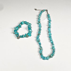 Conjunto de Collar y Pulsera de Piedras Turquesas Naturales - imagen 2