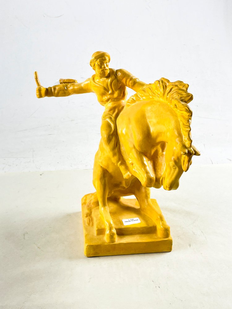 Figura de Gaucho en Caballo de Cerámica "Taller de Belloni" - 28 cm