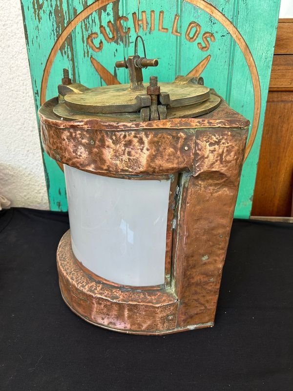 Farol de barco imponente en cobre y bronce - imagen 1