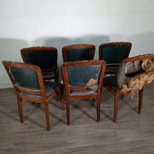 Seis Sillas Estilo Luis XV Tapizado Deteriorado - imagen 9