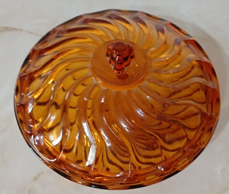 Caramelera/bombonera de vidrio color amarillo-naranja - imagen 2