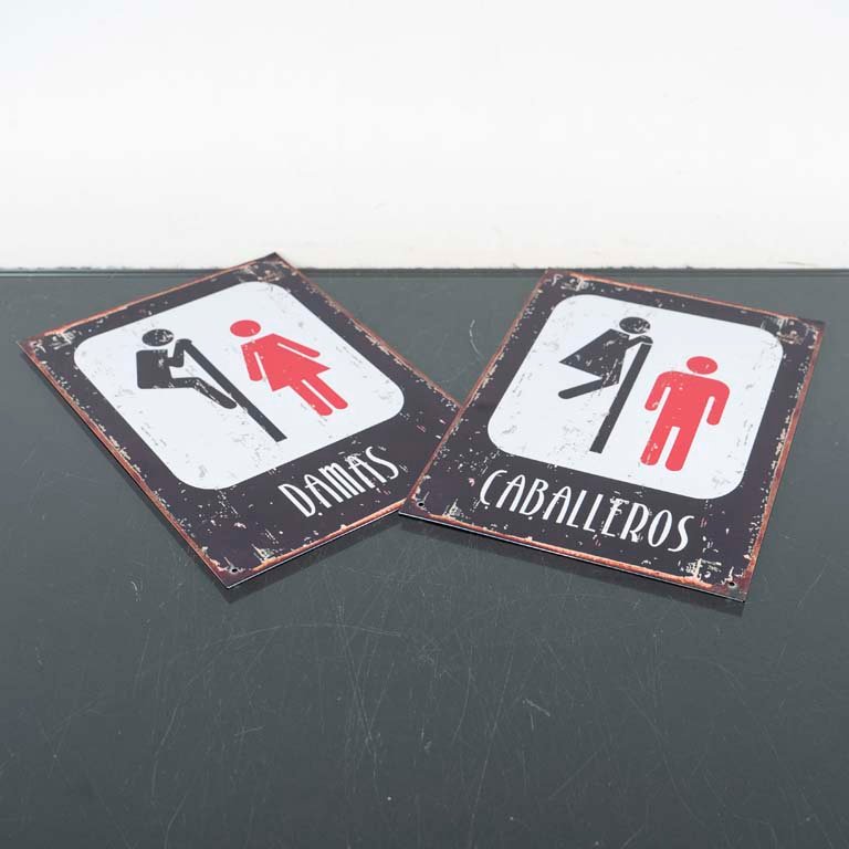 Lote anterior: Signos de baño vintage para damas y caballeros