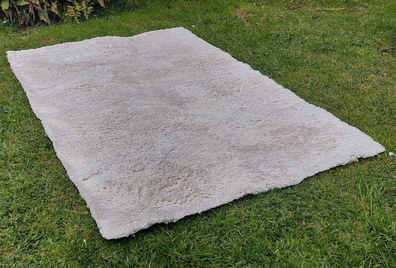 Alfombra Beige Suave Mullida Fibra Sintética 160x230 cm
