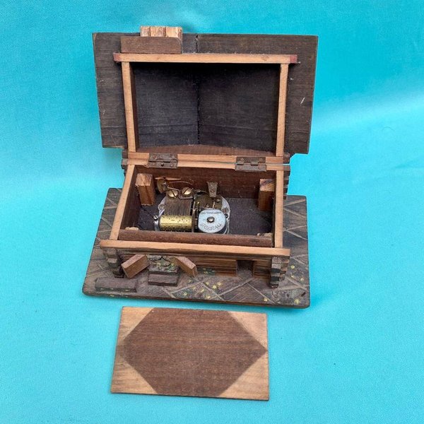 Antigua caja musical de madera suiza Thorens - imagen 6