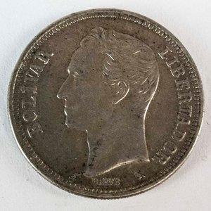 Moneda de Plata 5 Bolívares Venezuela 1960 - 10g - imagen 1