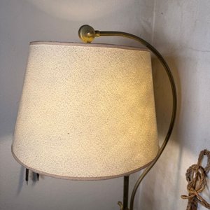 Lámpara de Pie Antigua de Bronce con Pantalla Textil - imagen 2