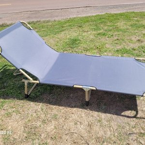 Catre Plegable para Camping - Tela Gris y Caños Beige - imagen 2