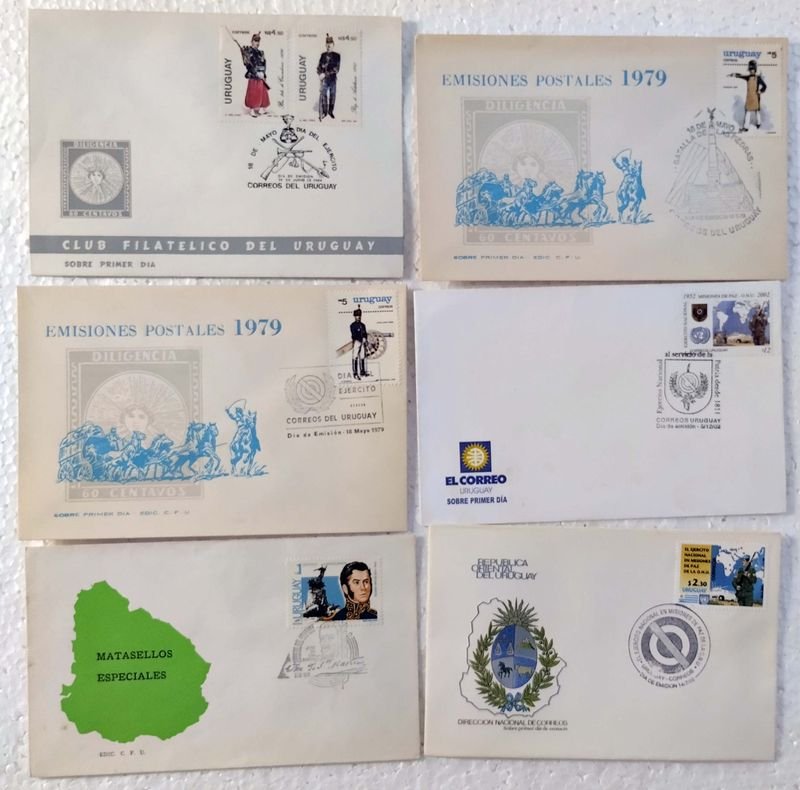 Lote siguiente: Colección de sobres primer día uruguayos con temas militares