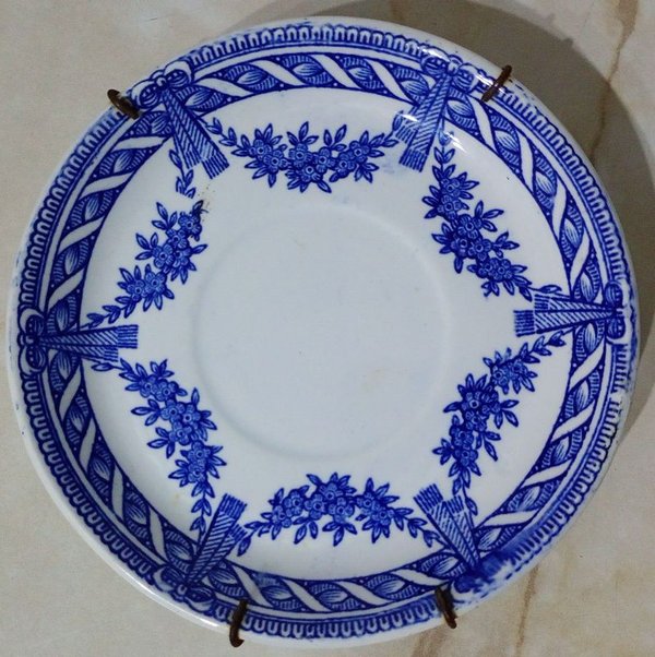 Platillo antiguo Sarreguemines Francia Transferware Azul Blanco Principios 1920 - imagen 1