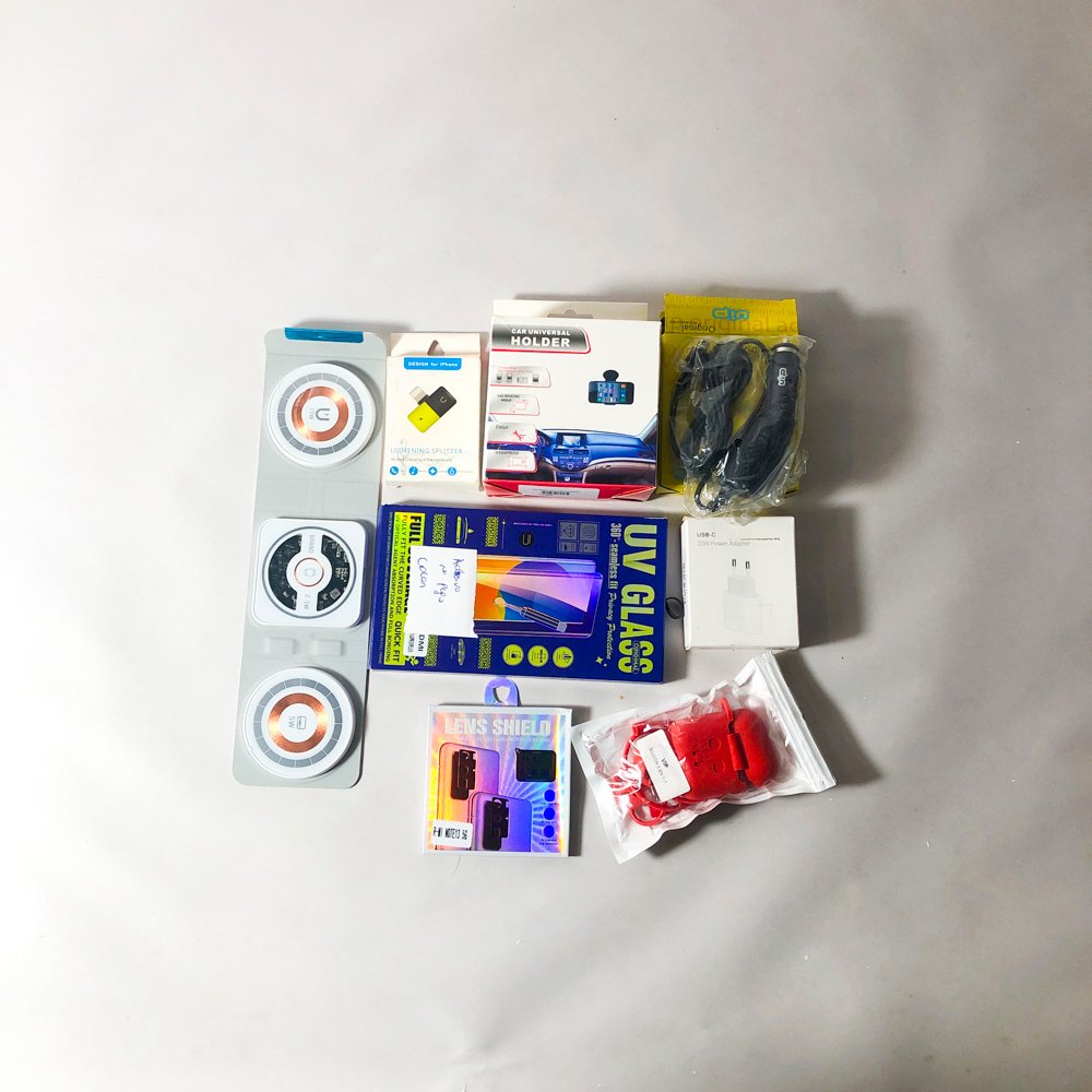 Pack 8 Accesorios para Celular: Soporte, Cargador iPhone, Protector Pantalla y Más