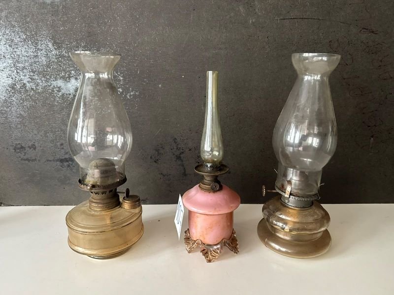 3 Faroles a Queroseno con Tubos de Vidrio