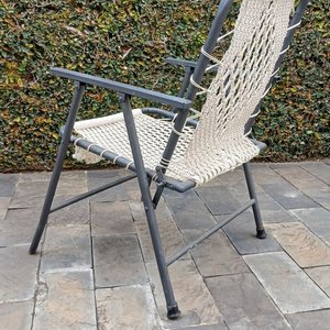 Silla Reposera Plegable Artesanal con Tejido Macramé - imagen 3