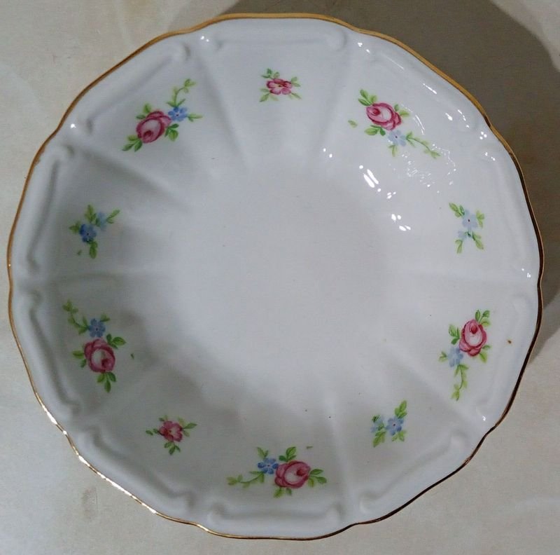 Platillo de Porcelana Kuno Steinmann con Flores Rosas y Azules