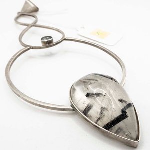 Dije de Plata con Piedra de Cuarzo Rutilado y Circonita - imagen 2