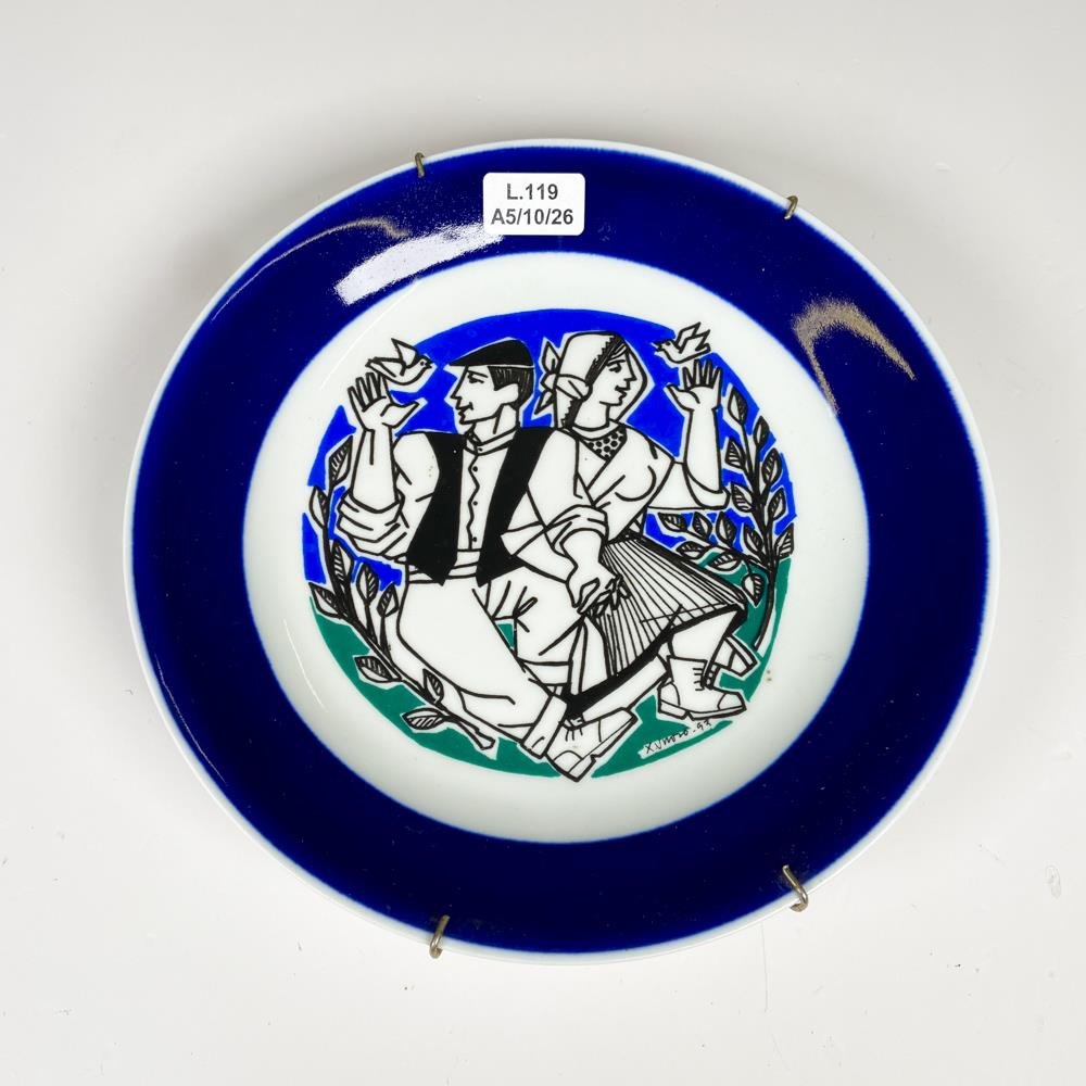 Plato de porcelana Sargadelos pareja, diámetro 20 cm