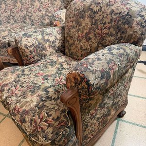 Sillón de 1 Cuerpo Estilo Luis XV Tapizado Floral - imagen 5