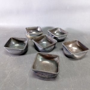 Juego de 6 Compoteras Cuadradas de Alpaca con Bordes Decorados - imagen 1