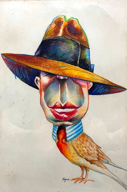 Lote anterior: Pintura de Hogue, Gardel Lapiz color sobre papel