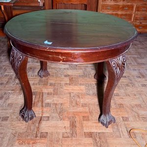 Mesa Extensible Reina Ana Antigua de Madera Oscura - imagen 2