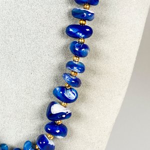 Collar de Cristal Murano Azul y Dorado, 46 cm - imagen 3