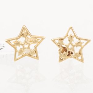 Par de Arracadas de Oro 18k con Diseño de Estrellas Caladas - imagen 1