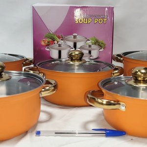 Juego de 5 Ollas de Acero Inoxidable con Tapas de Vidrio y Mangos Remachados - imagen 3