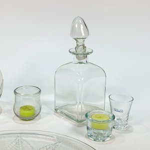 Juego de Cristalería y Decoración de Vidrio: Botellón, Decantador, Bandeja y Vasos - imagen 3