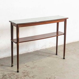 Mesa de Arrimo Americana con Estante Curvo y Tapa de Vidrio - imagen 1