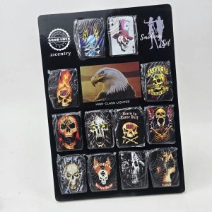 Set de 12 Encendedores con Exhibidor Temática Calaveras y Águila - imagen 2