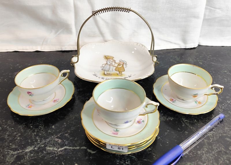 Lote siguiente: Conjunto de porcelana alemana antigua y japonesa con detalles