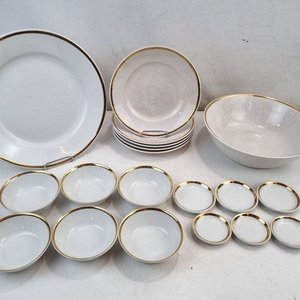 Juego de Vajilla Porcelana Olmos Blanca con Detalles Dorados - 19 Piezas - imagen 2