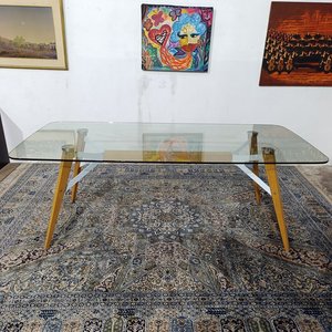 Mesa Rectangular con Tapa de Vidrio Templado y Base de Madera - imagen 6