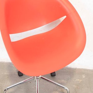 Sillón de Oficina Giratorio PVC Rojo, Patas Cromadas con Ruedas - imagen 2