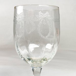 Jarra y Cinco Copas de Cristal con Grabado Floral - imagen 5