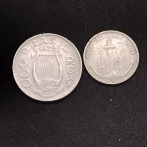 Lote de 2 Monedas de Brasil: 100 Reis 1936 y 300 Reis 1937 - imagen 1