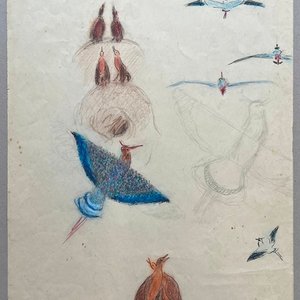 Dibujo "Teros" de José Cuneo, Pastel sobre Papel, 50 x 32 cm - imagen 2