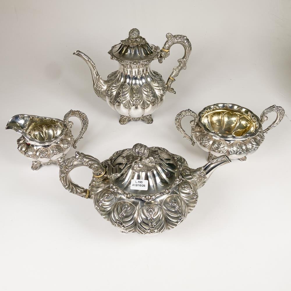 Juego de Té de Plata Inglesa Georgiana, Siglo XIX