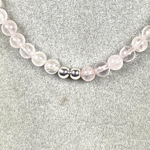 Collar de Cuarzo Rosa con Cuentas de Plata - 36 cm - imagen 3